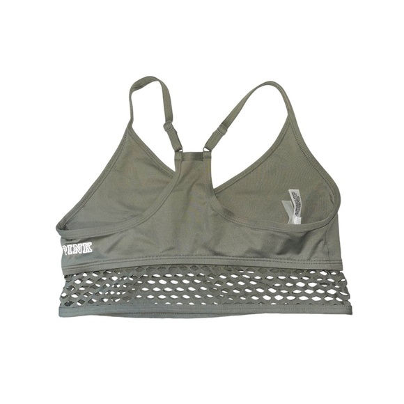 PINK Victoria’s Secret Ultimate Olive Green Mesh Racerback Sports Bra Medium - Picture 4 of 9